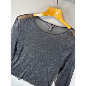 Victoria's Secret Sparkle Top Sheer L Sleeve Party Blouse M/L Cocktail Night Out